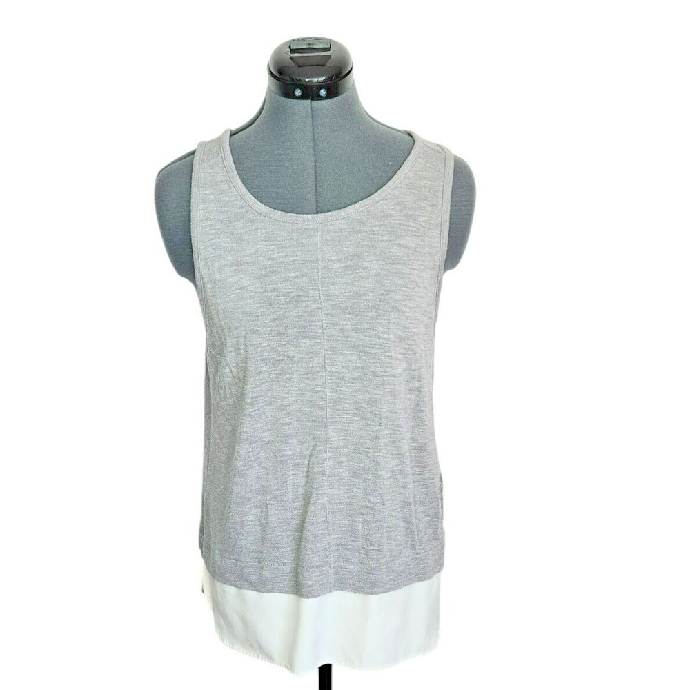 J.Crew Gray Mixed Media Keyhole Back Tank Top Small‎